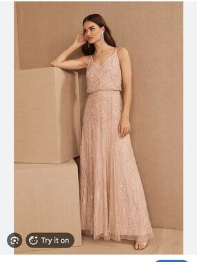 BHLDN Blush Sequin V-Neck Maxi Gown
